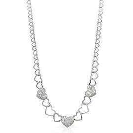 Diamond Heart Necklace Set With Pave Round Diamonds in 14K White Gold 2.50cts