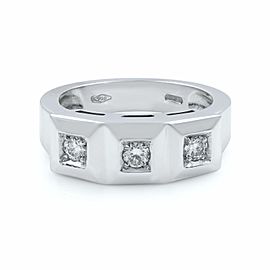 True 18K White Gold Diamond Ladies Three Stone Ring Band 0.75 Cttw Size 7.5