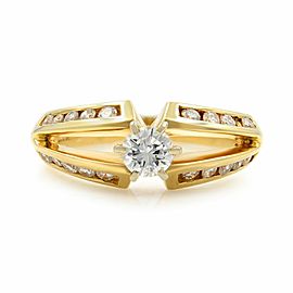 True 14K Yellow Gold Diamond Accented Ladies Engagement Ring 0.80 Cttw