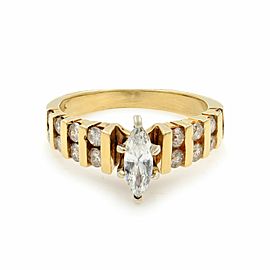 True 14K Yellow Gold Diamond Womens Engagement Ring 0.75Cttw Size 5.5