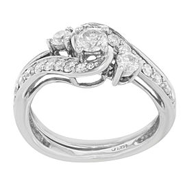 True 14K White Gold Diamond 2PC Ladies Cocktail Ring 0.60 Cttw