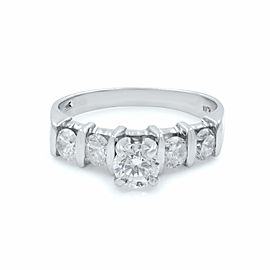 True 14K White Gold Round Cut Diamond Womens Engagement Ring 0.86 Cttw