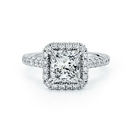 True Radiant Cut Halo Diamond Engagement Ladies Ring in Platinum 2.25cts