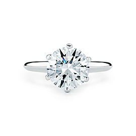 True Six Prong Solitaire Round Cut Diamond Engagement Platinum Ring 1.80cts J VS2