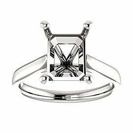 Rachel koen 14K White Gold Emerald Cut Engagement Ring Mounting Size 6.5