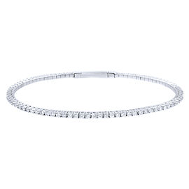 True 1.78ct Carat Prong-Set Flexible Diamond Bangle Bracelet White Gold