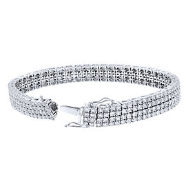 True 5.30cts Four Row Diamond Pave Bracelet 18K White Gold