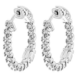 True 21x21mm 14K White Gold In And Out Cast Hoop Ladies Earring