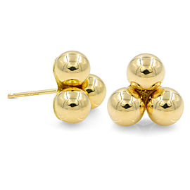 True Triple Ball Gold Stud Earrings 14K Yellow Gold