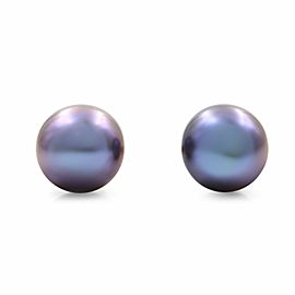 14K Yellow Gold 10mm Classic Purple Pearl Stud Earrings