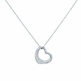 True Tiffany & Co Elsa Peretti Platinum Pave Diamonds Open Heart Pendant