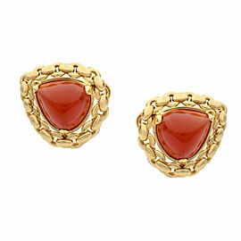 Hermes Vintage Sugarloaf Carnelian 18k Yellow Gold Earrings