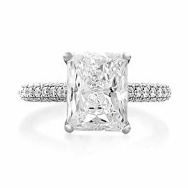 18K White Gold Radiant Pave Diamond Engagement Ring 2.53cts Size 6.5