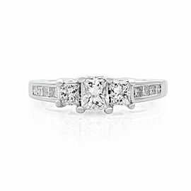 True 14K White Gold 1.15cttw Diamond Princess Cut Engagement Ring SZ7