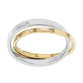 Damiani Bliss 18K Yellow Gold & Stainless Steel 0.11cttw Diamonds Two You Ring Size 9