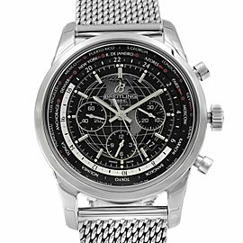 Breitling Transocean Unitime Black Dial Steel Automatic Mens Watch AB0510U4/BE84