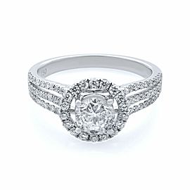 True 18K White Gold Round Diamond Halo Engagement Ring 1.15cts Size 6.75