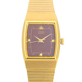 Seiko Gold Tone Stainless Steel Purple Dial Quartz Ladies Watch SYA026J