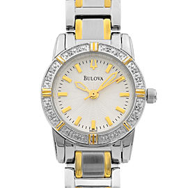 Bulova Highbridge Two-Tone Stainless Steel White Dial Quartz Ladies Watch 98R155