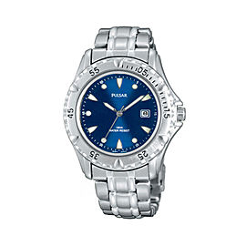 Pulsar Stainless Steel Blue Dial Quartz Mens Watch PXD533X