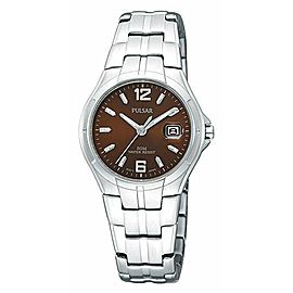 Pulsar Women's PXT741 Stainless Steel Case and Bracelet Brown Sunray Dial Watch