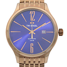 TW Steel Gold Plated Slimline Blue Dial Quartz Mens Watch TW1309