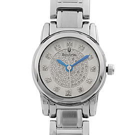 Bulova Highbridge Stainless Steel Silver Tone Diamond Dial Womens Watch 96P143