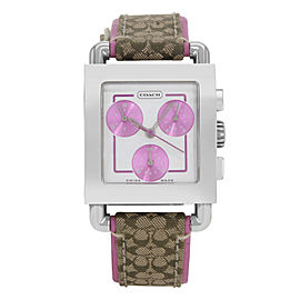 Coach Chronograph White Pink Color Dial Steel Leather Quartz Ladies Watch 0253