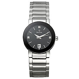 Bulova Diamond Black Sticks Dial Steel Quartz Ladies Watch 96P24