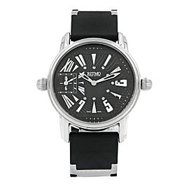 Ritmo Mundo Black Forum Divina Dual Time Steel Rubber Swiss Quartz Watch 121