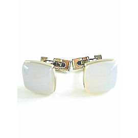 S.T. Dupont Palladium Cabochon White Agate Cufflinks 005454