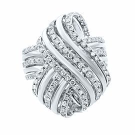 Rachel Koen 14K White Gold Diamond Cocktail Ring 0.87cttw Size 7