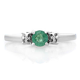 Rachel Koen 14K White Gold Emerald 0.25cttw Diamond 0.02cttw Ladies Ring SZ7