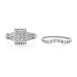 Rachel Koen 14K White Gold Diamond 1.5cttw SI1 G Engagement Set of Rings SZ9