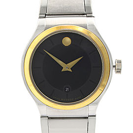 Movado Quadro Museum Two Tone Steel Black Dial Quartz Ladies Watch 0606955