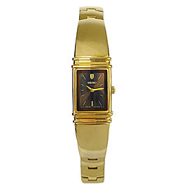 Seiko Jewelry Clasp Gold-Tone Brown Dial Bangle Womens Quartz Watch SUJG12