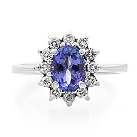 True 14K White Gold Tanzanite Diamond Engagement Ring Size 6.75