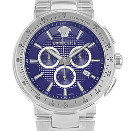 Versace Mystique Tachymeter Chrono Steel Blue Dial Quartz Mens Watch VFG120015