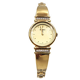 Seiko Dress Champagne Dots Dial Gold Tone Steel Quartz Ladies Watch SUJG34