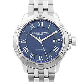 Raymond Weil Tango 41mm Steel Blue Dial Quartz Classic Mens Watch 8160-ST-00508