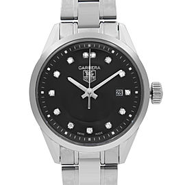 TAG Heuer Carrera Steel Diamonds Black Dial Quartz Ladies Watch WV1410.BA0793