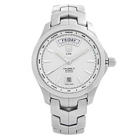 Tag Heuer Link Day Date Steel White Dial Automatic Mens Watch WJF2011.BA0592