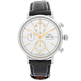 IWC Portofino Stainless Steel Leather Silver Dial Automatic Mens Watch IW391022