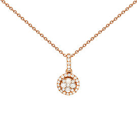 True 18k Rose Gold Halo Diamond Pendant 0.39cttw