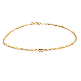 True 14k Yellow Gold Single Bezel Pink Ruby Ladies Bracelet