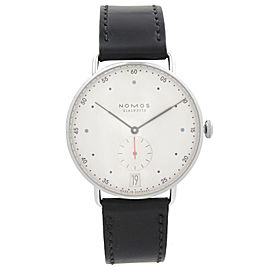 Nomos Glashutte Metro 38 Date Steel White Dial Hand Wind Mens Watch 1102