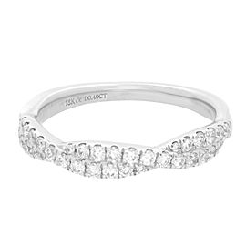 Rachel Koen 18K White Gold Twist Diamond Wedding Band Ring 0.40cttw Size 7