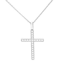 True 18K White Gold Diamond Ladies Cross Pendant 0.46cttw