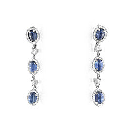 Rachel Koen 18k White Gold 7.70Ct Cabochon Sapphires & 1.22Ct Diamond Earrings