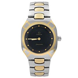 Omega Seamaster Polaris Two-Tone Steel Black Dial Quartz Watch DB 386.0822